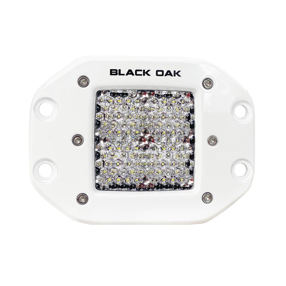 Black Oak 2 Marine Flush Mount LED Pod Light  Diffused Optics  White Housing  Pro Series 30 2DMFPOD10CR