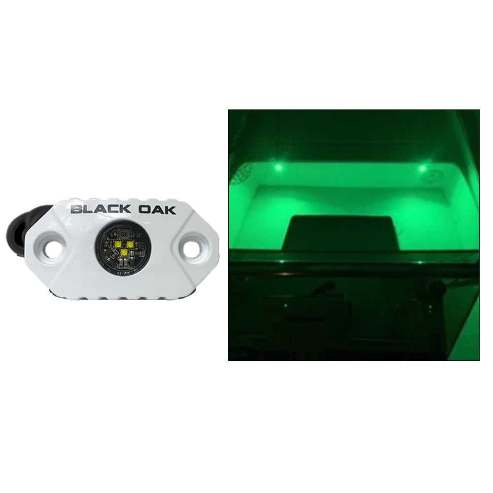 Black Oak Rock Accent Light  Green LEDs  White Housing MALG