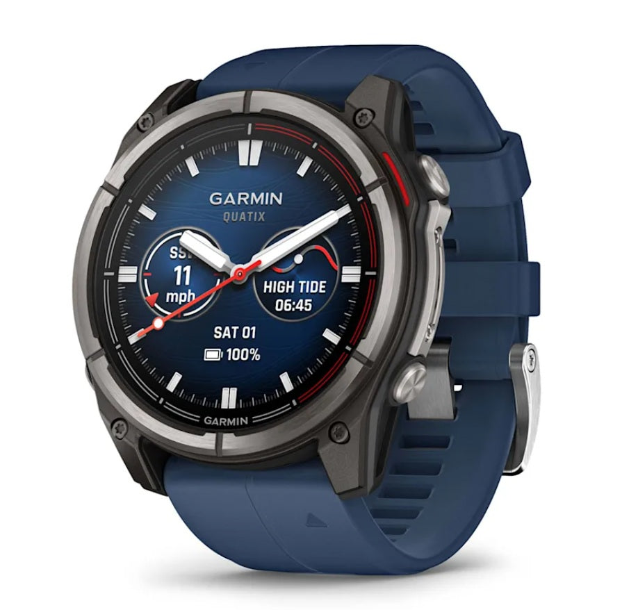 Garmin Quatix 8 51mm AMOLED Smartwatch Titanium Bezel Captain Blue Silicone Band